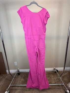 JoyLab Pink Cap-Sleeve Jumpsuit